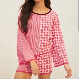 Pink Houndstooth Women's Sleepwear Set